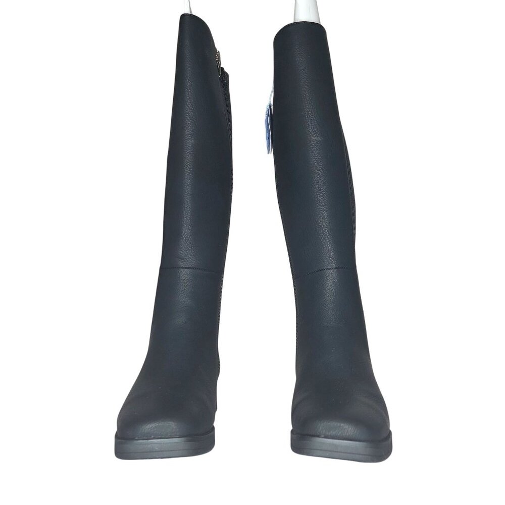 NWT Aerosoles Women's Daria Black Grainy Faux Leather Boots - Picture 3 of 6